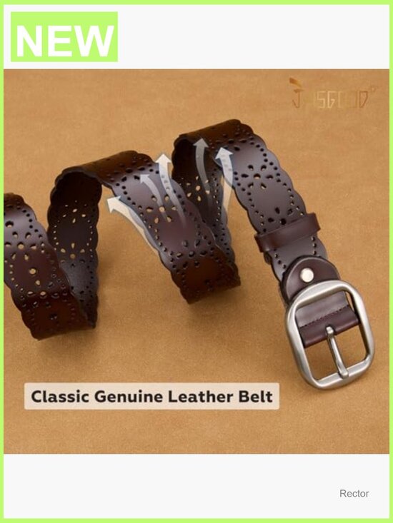 Vintage Hollow Flower Genuine Leather Belt for Jeans main image 7